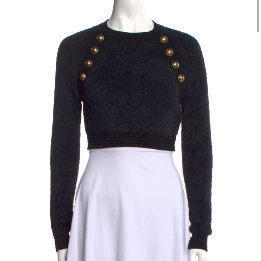 Balmain black womens crop sweater